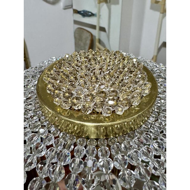 Hollywood Regency French Empire Style Crystal Basket Pendant Light, 1950s For Sale - Image 3 of 7