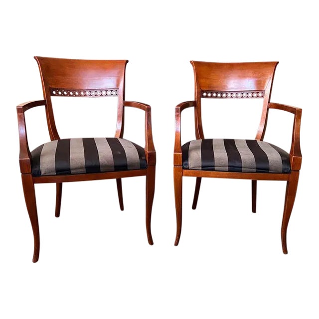 Mid 20th Century Pair Italian Upholstered Armchairs For Sale