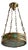 Round Brass Chandelier With Slag Glass Insets For Sale