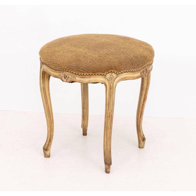 Louis XV Style Snakeskin Print Upholstered Ottoman For Sale In New York - Image 6 of 7