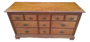 Vintage Wood Ethan Allen Style Dresser 11 Drawer