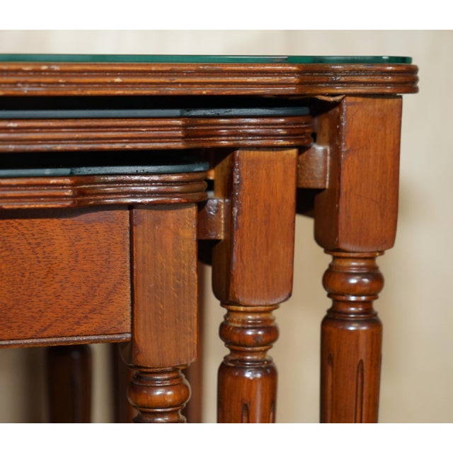 Vintage French Empire Flamed Mahogany Nesting Tables, Set of 3 For Sale - Image 5 of 18