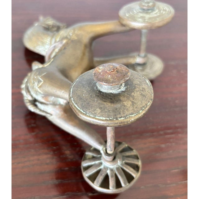 Antique Indian Bronze Temple Toy Horse-Drawn Chariot on Wheels, 19th Century For Sale - Image 10 of 11