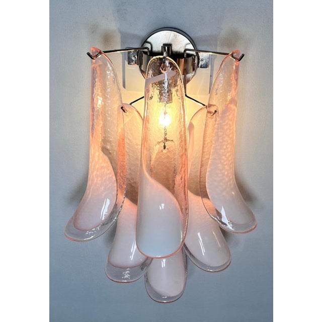 Metal Italian Petal Murano Sconces, 1990s, Set of 2 For Sale - Image 7 of 10