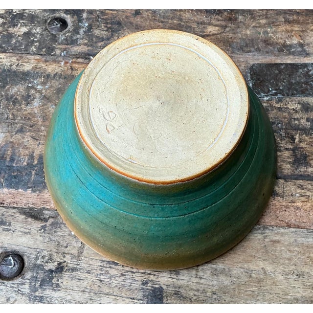 Late 20th Century Vintage Studio Pottery Green Bowl For Sale - Image 5 of 13