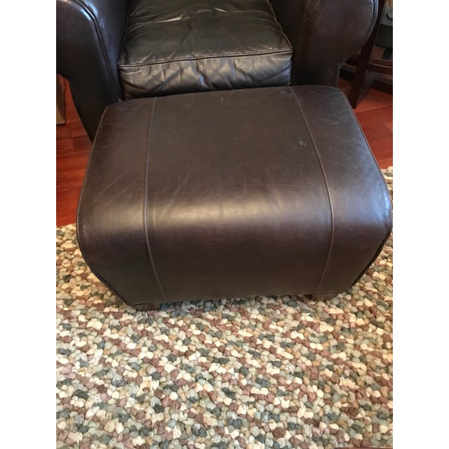 Pottery Barn Manhattan Leather Chair & Ottoman Chairish