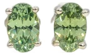 1Ct Green Dragon Demantoid Garnet Solitaire Stud Earrings: Solid 14k Gold, 6x4mm, Pair