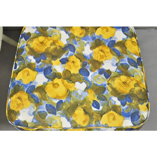 Vintage Retro Atomic Era Metal Kitchen Dining Chairs W/ Blue Yellow Flowers Pair For Sale In Philadelphia - Image 6 of 12