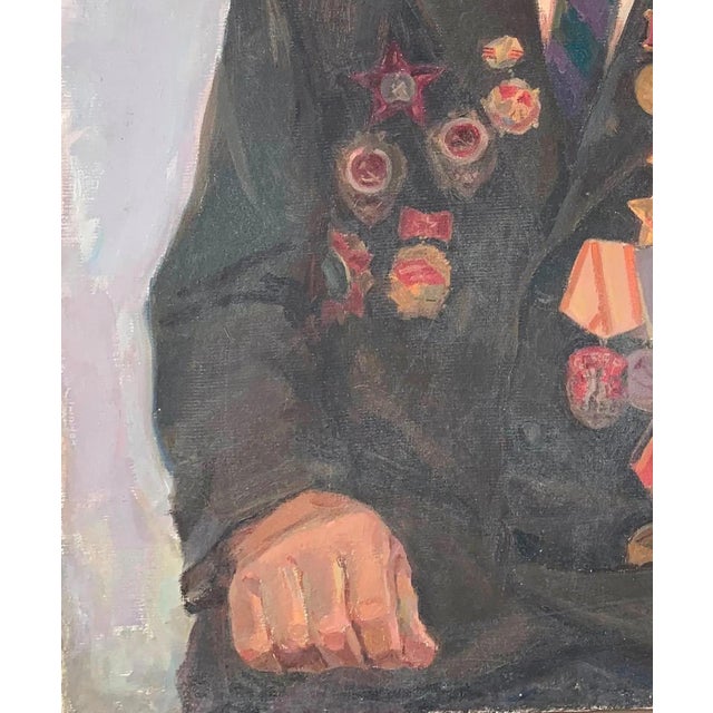 1980s Man Portrait, Ukrainian Soviet Oil Painting on Canvas, 1983 100-84 For Sale - Image 5 of 6