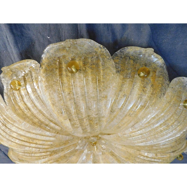 Barovier e Toso 20th Century Amber Graniglia Murano Flush Mount For Sale - Image 4 of 7
