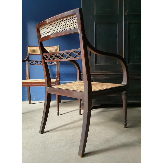 Regency Mahogany and Cane Armchairs, England, 19th Century, Set of 2 For Sale - Image 4 of 10
