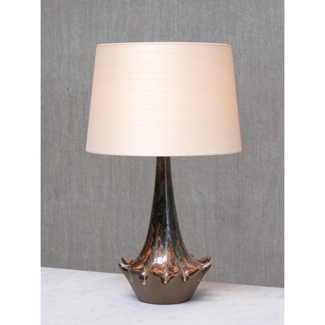 Black Sculptural Glazed Ceramic Table Lamp from Niels Preben Larsen, Denmark, 1967 For Sale - Image 8 of 12