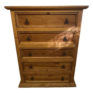 Late 20th Century Mexican Solid Pine Hacienda Five-Drawer Dresser For Sale