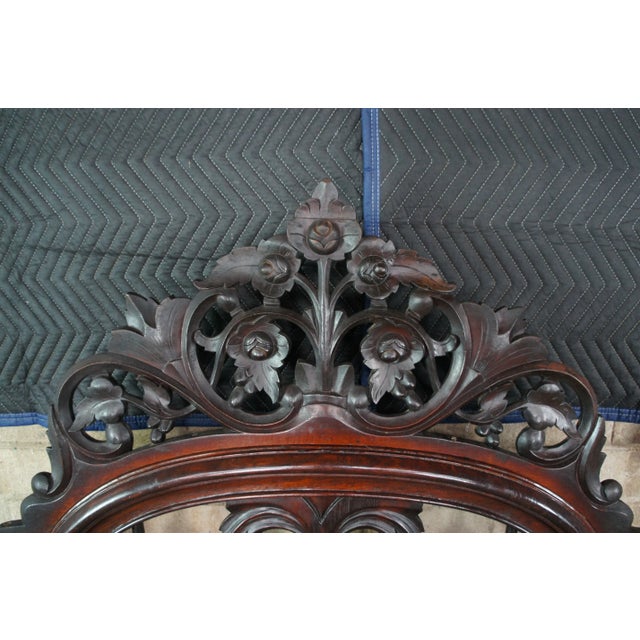 Antique Anglo Indian Colonial Raj Mahogany Carved Officers 4 Poster Tester Bed For Sale - Image 10 of 13