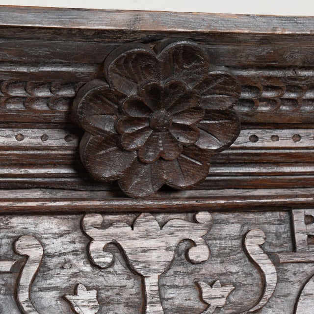 Brown 18th Century German Carved Oak Display Cabinet Buffet Dated 1743 For Sale - Image 8 of 17