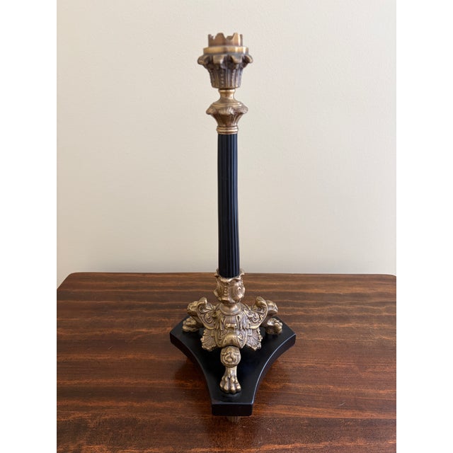 Late 20th Century Tall Neoclassical Grand Tour Lion-Paw Taper Candlestick For Sale - Image 5 of 9
