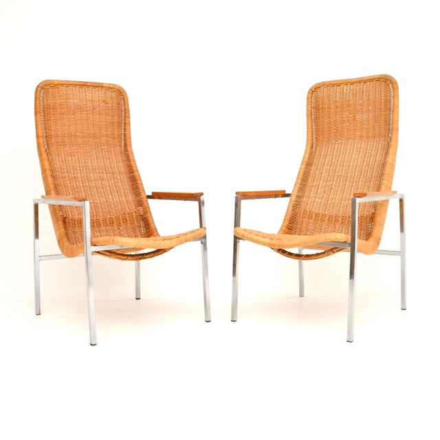 Vintage Chrome and Rattan Chairs by Dirk Van Sliedregt for Gebroeders Jonkers Noordwolde, 1960s, Set of 2 For Sale - Image 12 of 12