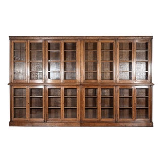English Glazed Oak Library Bookcase, 19th Century For Sale