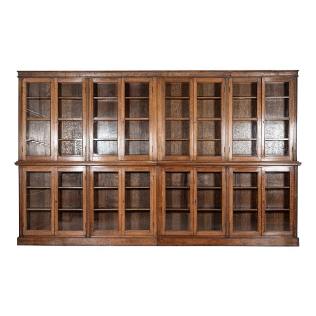 English Glazed Oak Library Bookcase, 19th Century For Sale