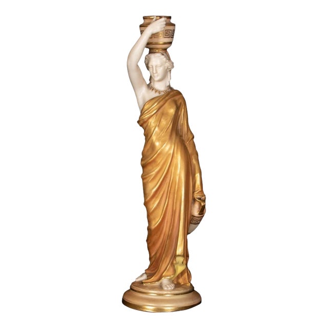 Porcelain Classical Maiden with Water Pot and Jug from Royal Worcester For Sale