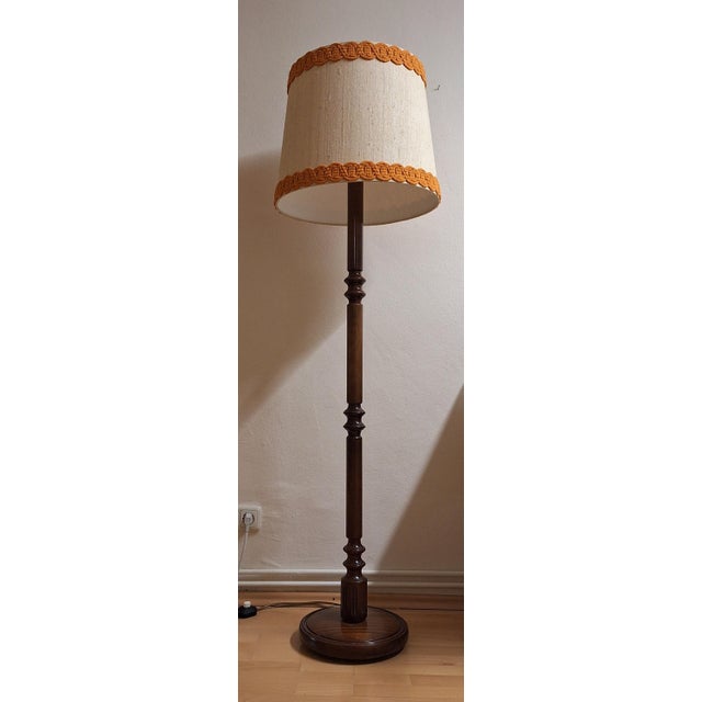 Vintage Floor Lamp with Dark Stained Birch Base, 1970s For Sale - Image 6 of 8