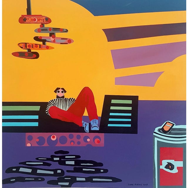 American Lorik Aveny, Orange Light - Purple Heat, Acrylic Painting For Sale - Image 3 of 3