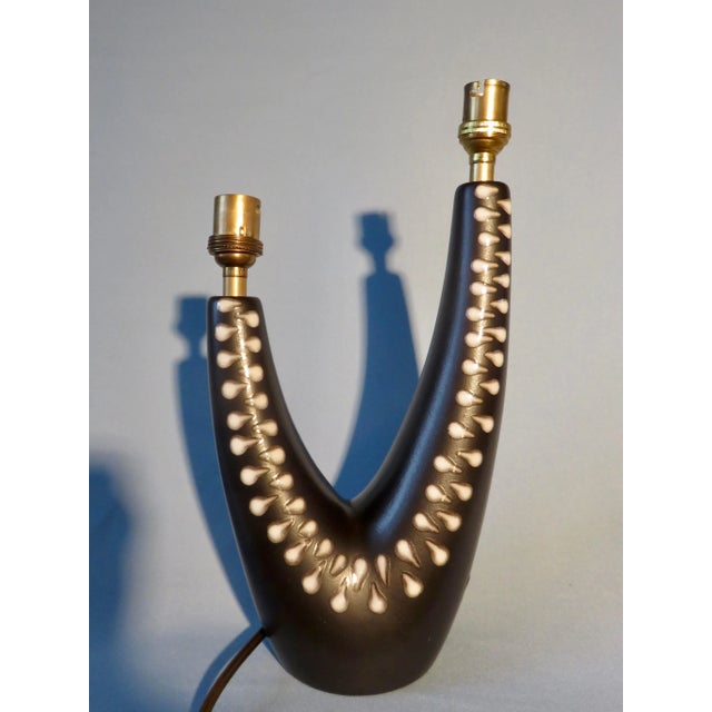 Stoneware Bedside Lamp with 2 Asymmetrical Arms from Søholm, Denmark, 1955 For Sale - Image 4 of 9