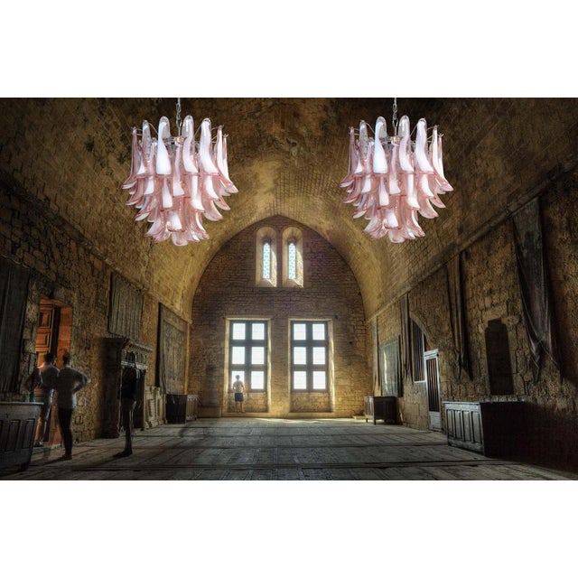 Italian Pink Petal Murano Chandeliers, Set of 2 For Sale - Image 9 of 17