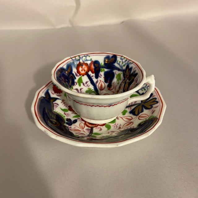 Mid 19th Century Mason Gaudy Teacup and Saucer Set- 2 Pieces For Sale - Image 4 of 8