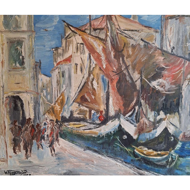 W. Niggemeyer, Sailing Boats in the Harbor, 1963, Oil Painting, Framed For Sale - Image 3 of 5