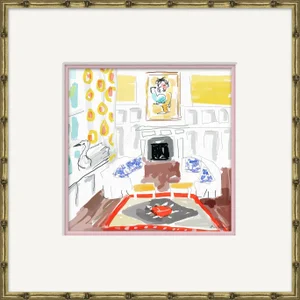 Interiors - Yellow Living Room By Dana Gibson, Framed Art Print