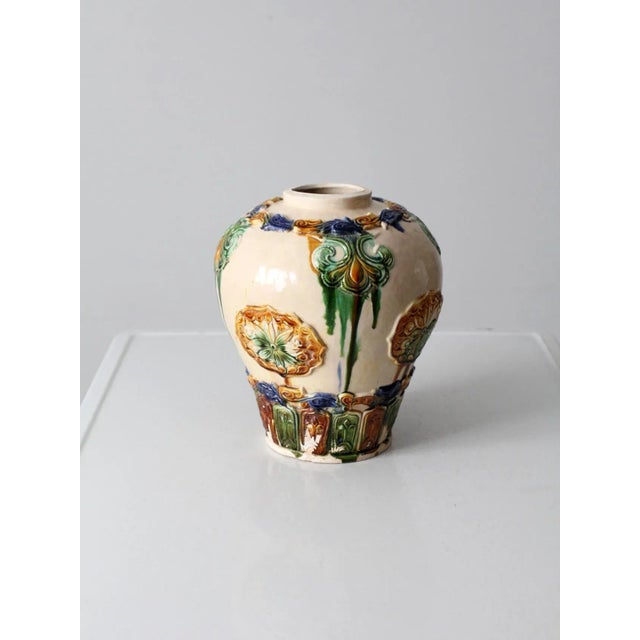 Vintage Tang Sancai Style Art Pottery Vase For Sale - Image 9 of 13