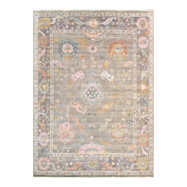 Pasargad Home Oushak Silver Wool Area Rug- 4'10'' X 6' 9'' For Sale