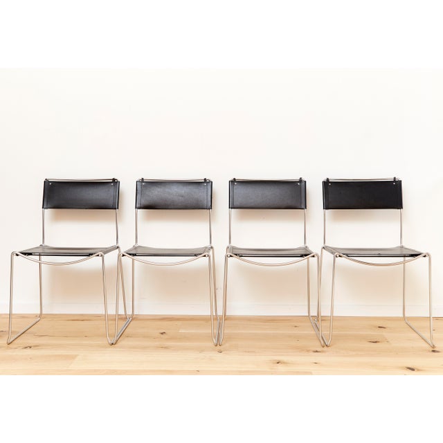 Leather Dining Chairs by Giandomenico Belotti for Alias, 1980s, Set of 4 For Sale - Image 3 of 13
