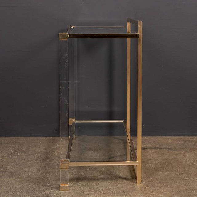 French Brass and Acrylic Glass Console Table by Pierre Vandel, 1970 For Sale - Image 4 of 15