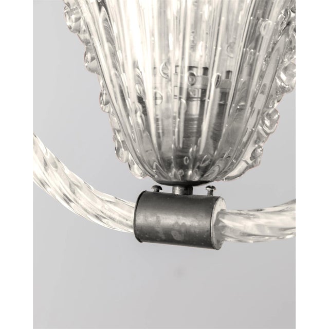 Transparent Large Vintage Murano Glass Chandelier Art Deco Flower Shape Design by Barovier and Toso Italy 1940s For Sale - Image 8 of 9