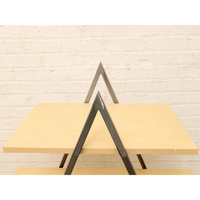 Modern Late 20th Century Modern a-Frame Wood & Metal Display Shelf For Sale - Image 3 of 9