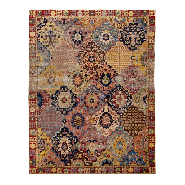 Antique Multicolor Wool Rug Persian Tabriz Allover Designed From the 1900s For Sale