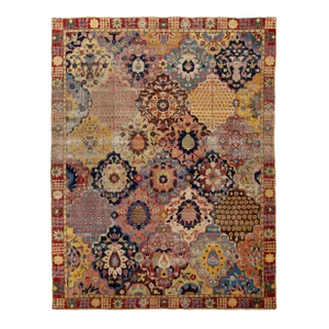 Antique Multicolor Wool Rug Persian Tabriz Allover Designed From the 1900s