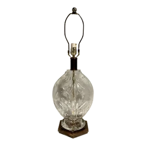 Vintage Cut Crystal Table Lamp Bronze Fittings Hollywood Regency Transitional
