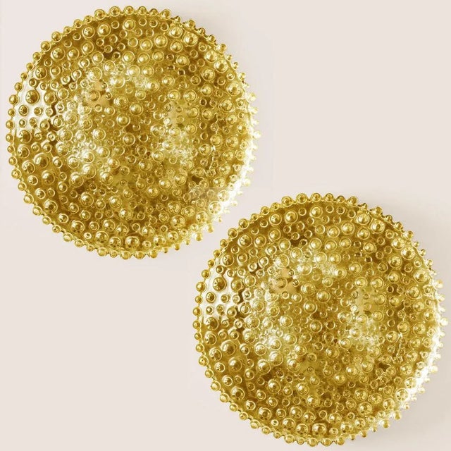 Brass and Glass Wall Lights/ Flush Mounts by Motoko Isshi for Staff, 1970s, Set of 2 For Sale - Image 3 of 12