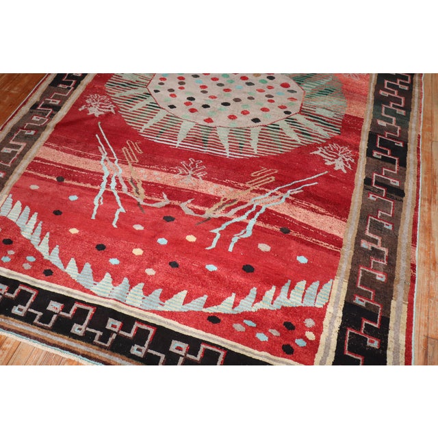 a dramatic 20th century Turkish Anatolian Antique Rug Measures: 6'10'' x 9'7".