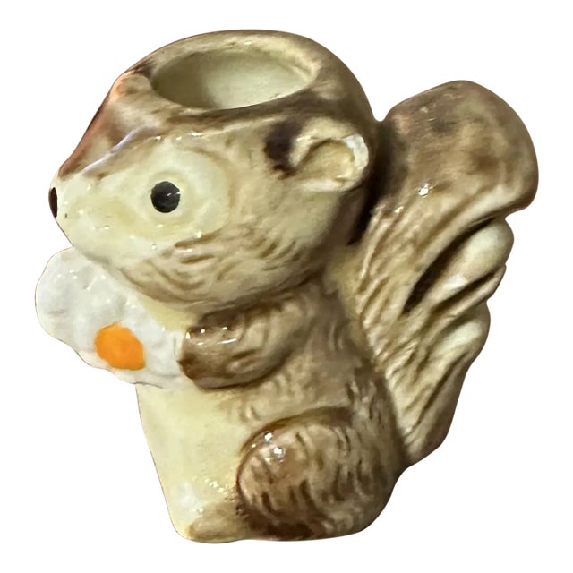 1970s Small Ceramic Squirrel Candle Holder For Sale