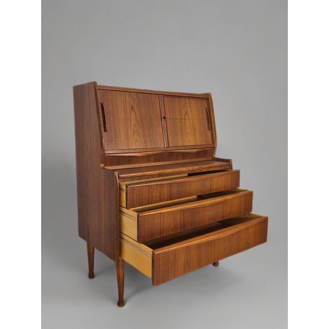 Wood Vintage Scandinavian Secretaire in Teak, 1960s For Sale - Image 7 of 15
