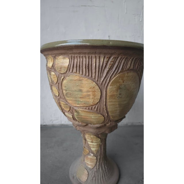 Large Mid Century Ceramic Studio Pottery Goblet Planter For Sale In Las Vegas - Image 6 of 8