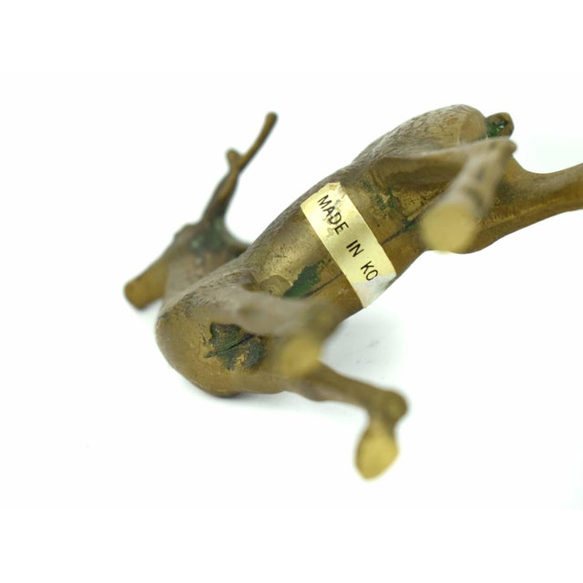 Mid 20th Century Brass Buck Deer Animal Figurines - A Pair For Sale - Image 4 of 4