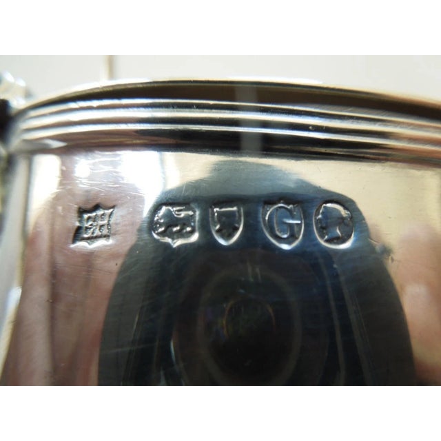 Silver 1882 Edward Hutton England Sterling Silver Mustard Pot Cobalt Blue Glass Liner For Sale - Image 8 of 9