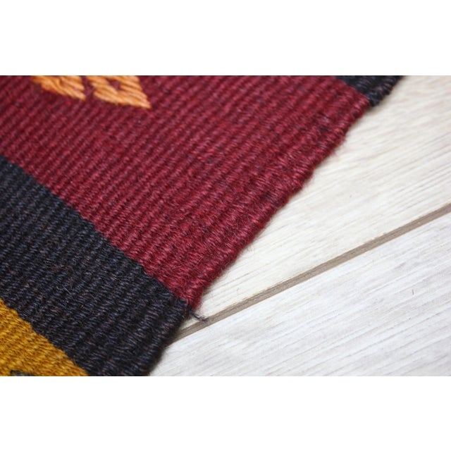 1970s Rustic Burgundy Striped Cecim Kilim Rug For Sale In Sacramento - Image 6 of 13