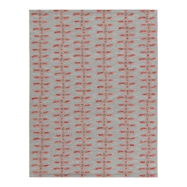 Scandinavian Style Kilim Rug in Gray, Red & Pink by Rug & Kilim 10x14 For Sale