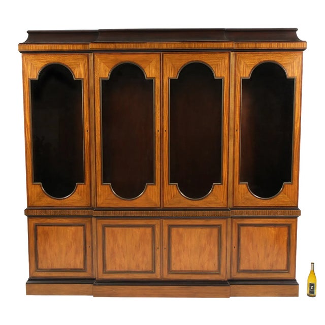 1950s Superb Quality Large Baker Campaign Satinwood Bookcase For Sale - Image 4 of 6